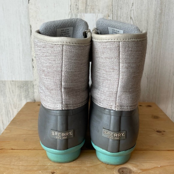 *SOLD* Sperry Turquoise and Gray Saltwater Duck Boots Size: 10 - Picture 6 of 11